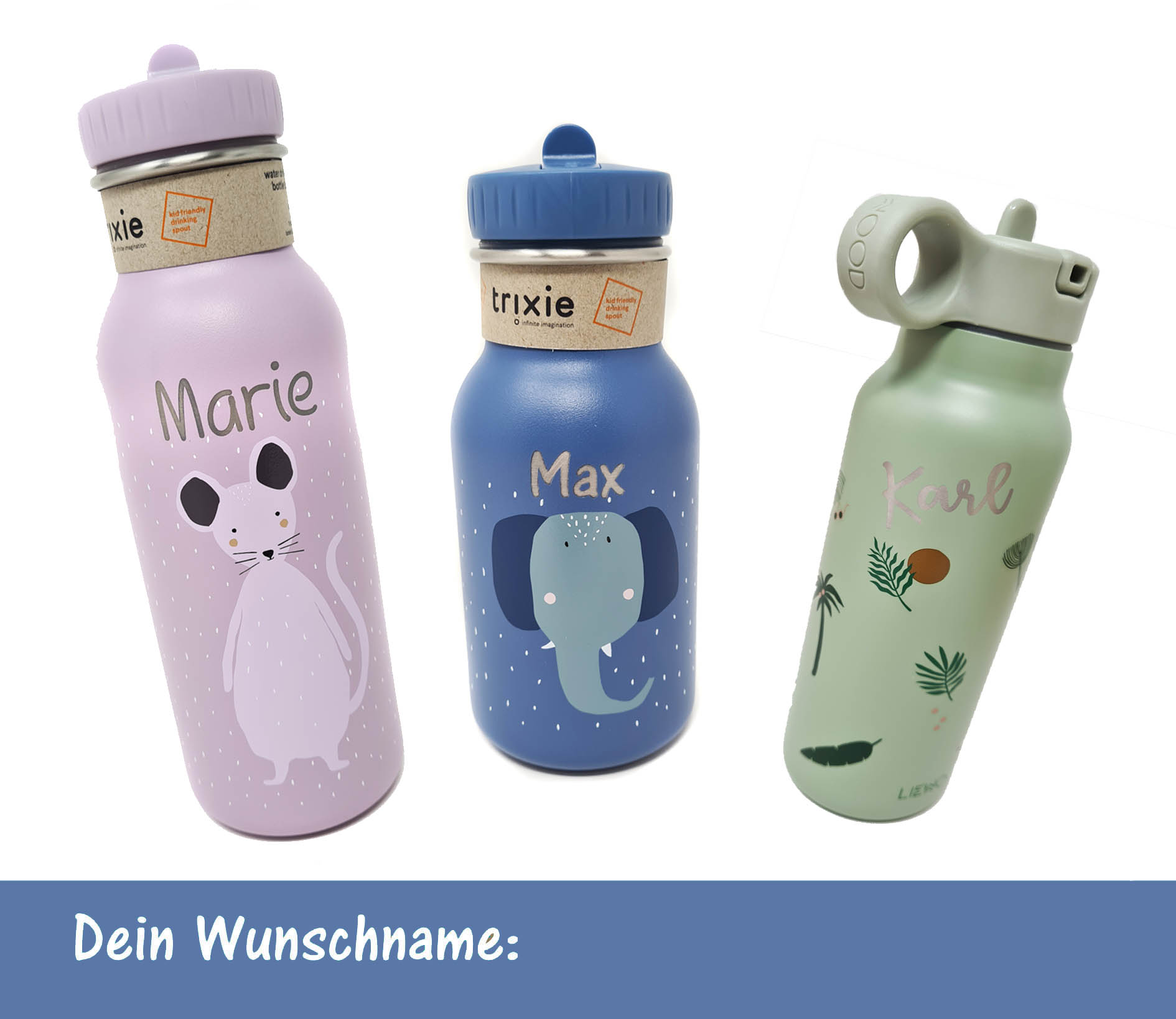 Personalisierung Lasergravur Wunschname für Edelstahl Flaschen